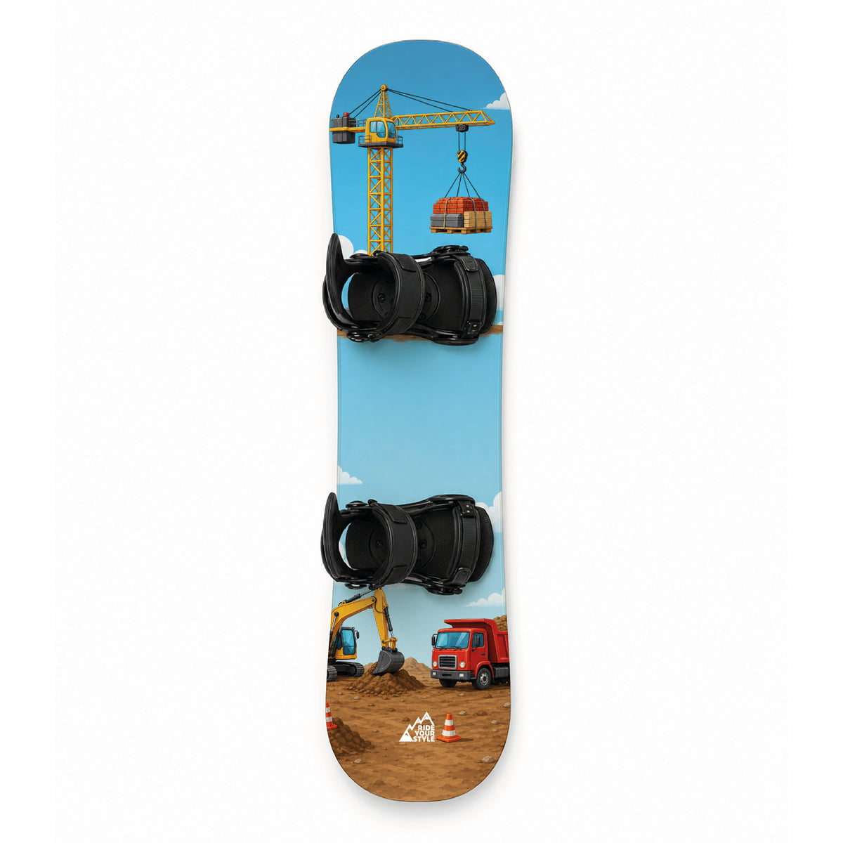 Kinder-Snowboard-Designfolie »Baustelle« von RIDE YOUR STYLE – Bagger-Motiv