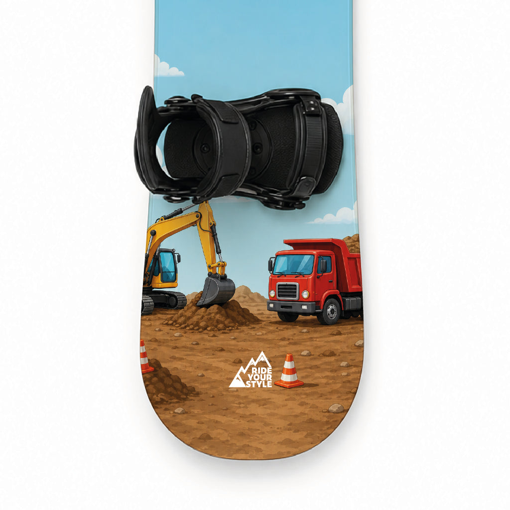 Kinder-Snowboard mit Designfolie »Baustelle« beklebt – rückstandslos ablösbar