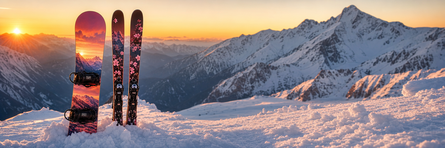 RIDE YOUR STYLE Erwachsene – folierte Ski und Snowboards im Schnee