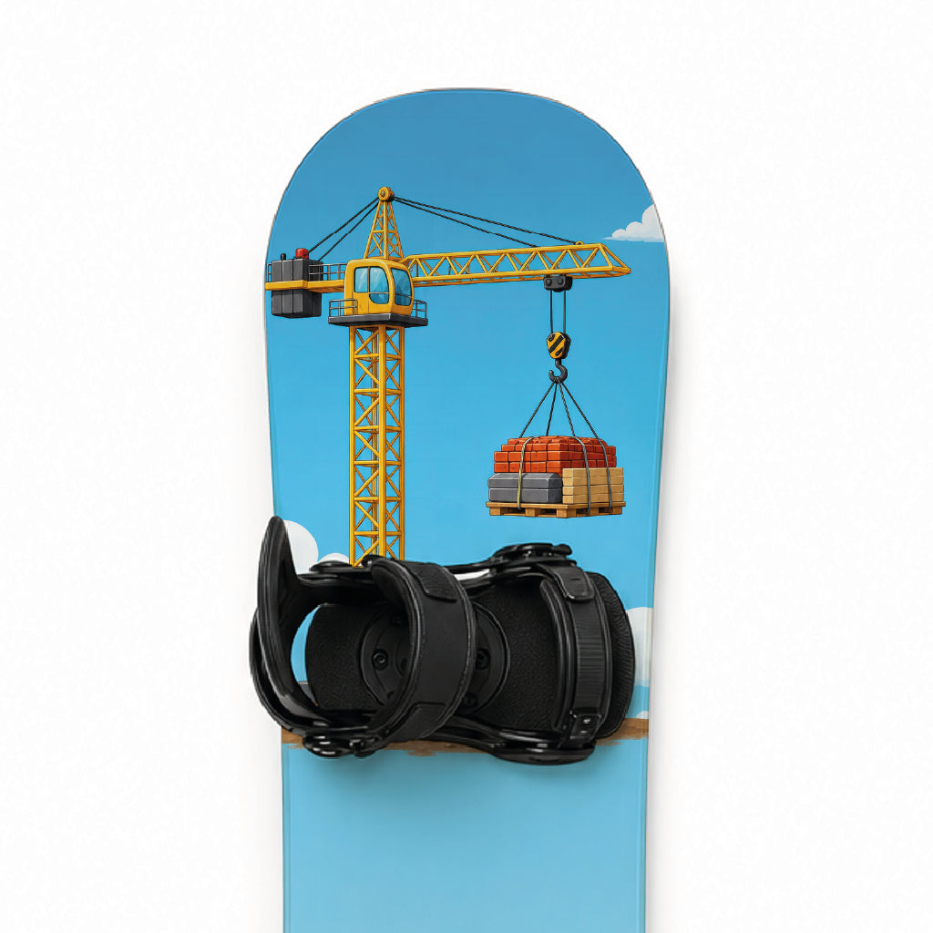 Kinder-Snowboard-Designfolie »Baustelle« – Detailansicht des Bagger-Designs