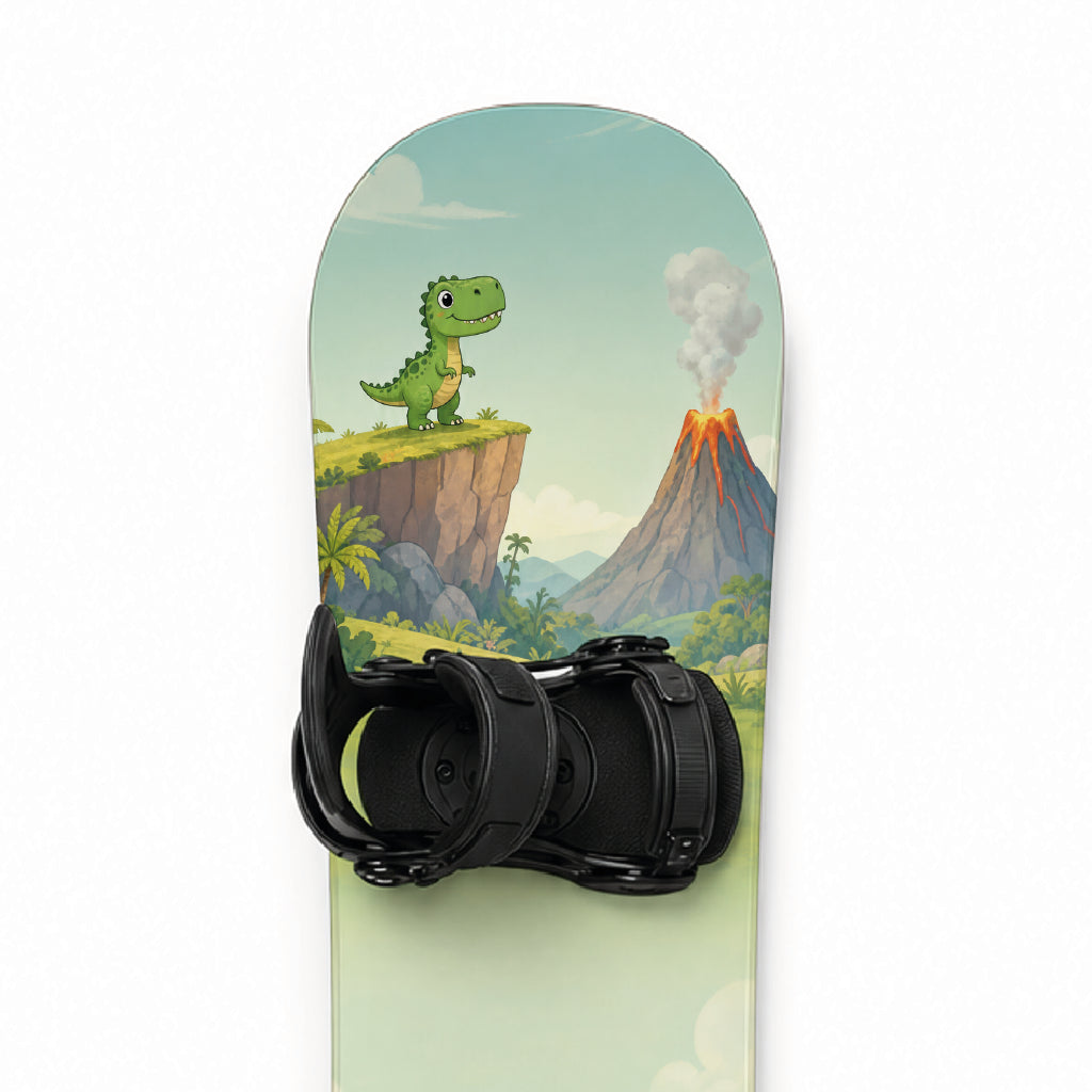 Kinder-Snowboard-Designfolie »Dino« – Detailansicht des Dinosaurier-Designs