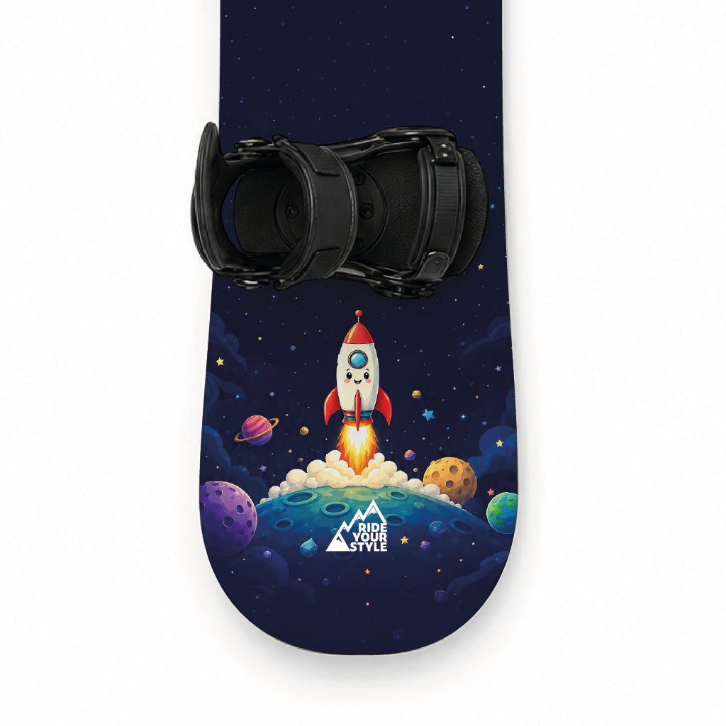 Kinder-Snowboard mit Designfolie »Weltraum« beklebt – rückstandslos ablösbar