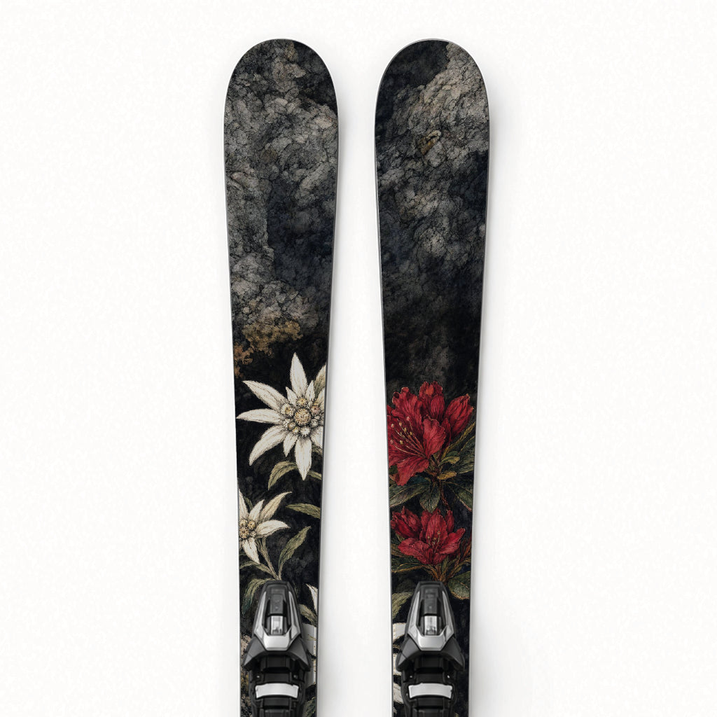 Ski-Designfolie »Alpenflora« – Detailansicht des Alpenblumen-Designs
