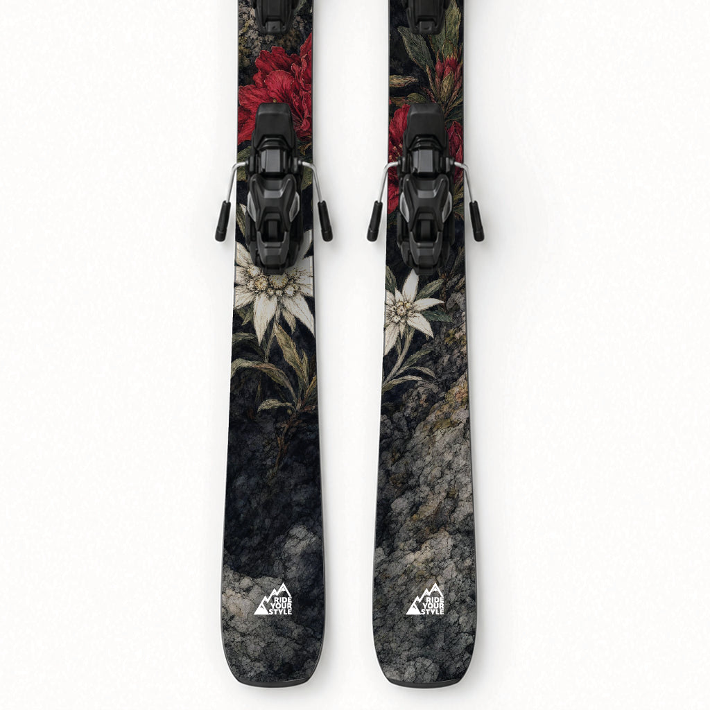 Ski mit Designfolie »Alpenflora« beklebt – rückstandslos ablösbar