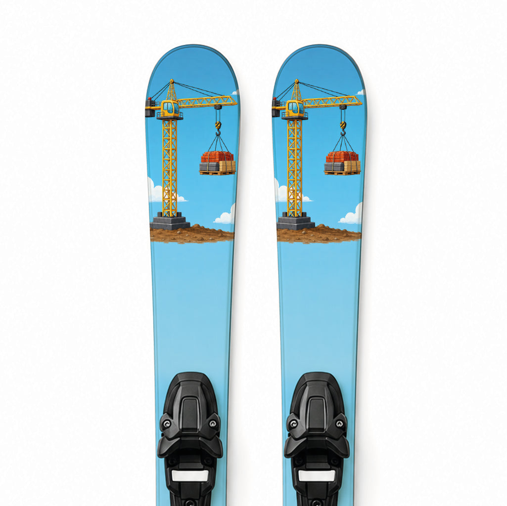 Kinder-Ski-Designfolie »Baustelle« – Detailansicht des Bagger-Designs